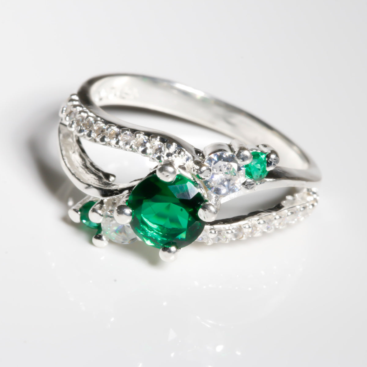 Emerald cz Ring, 925 Sterling Silver