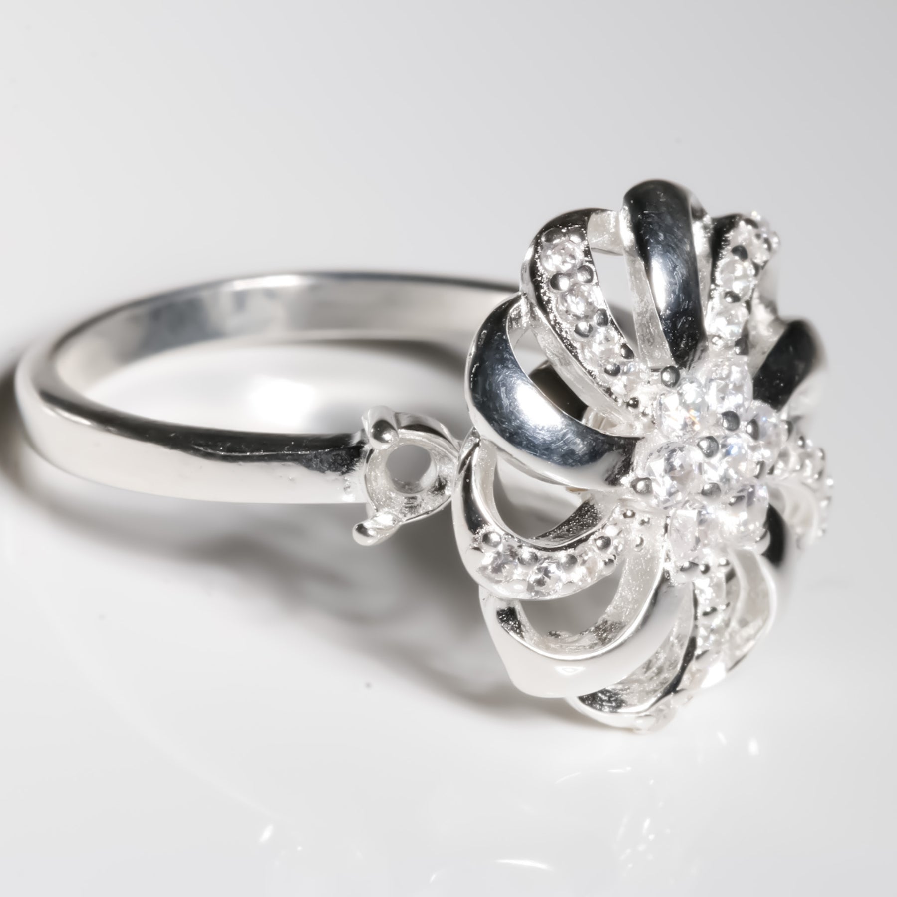 Spinning Flower cz, 925 Sterling Silver