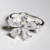 Spinning Flower Ring cz, 925 Sterling Silver