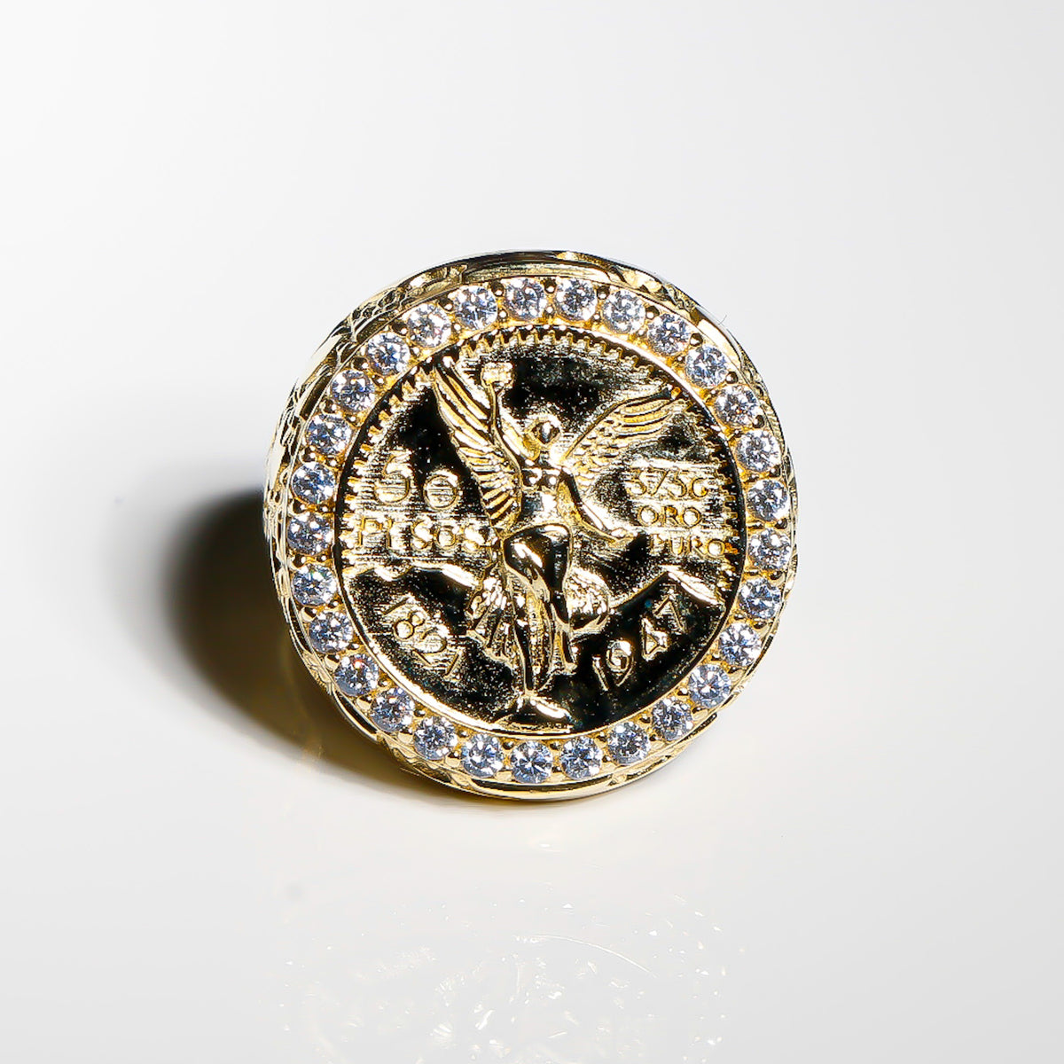 Centenario Ring cz, 14K Solid Yellow Gold