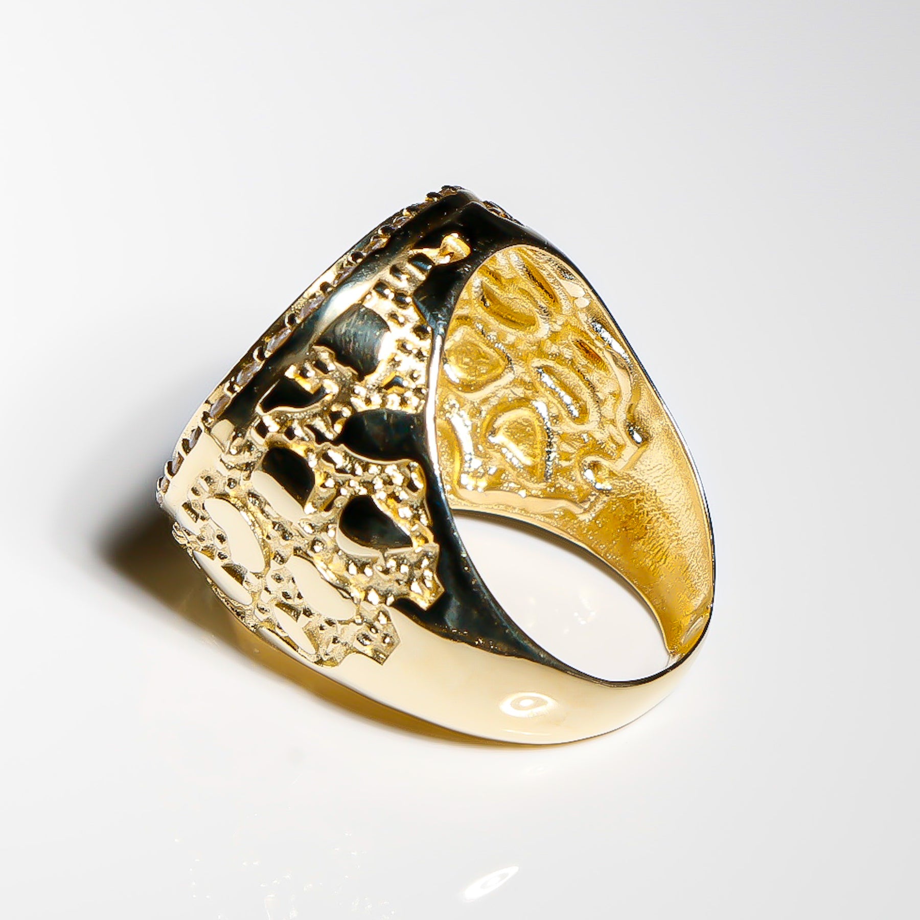 Centenario Ring cz, 14K Solid Yellow Gold