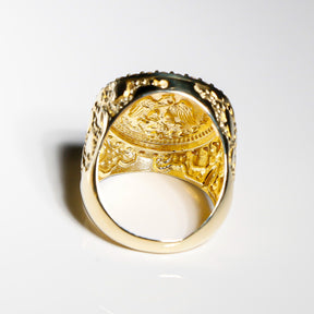 Centenario Ring cz, 14K Solid Yellow Gold