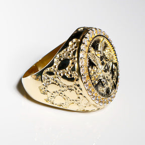 Centenario Ring cz, 14K Solid Yellow Gold