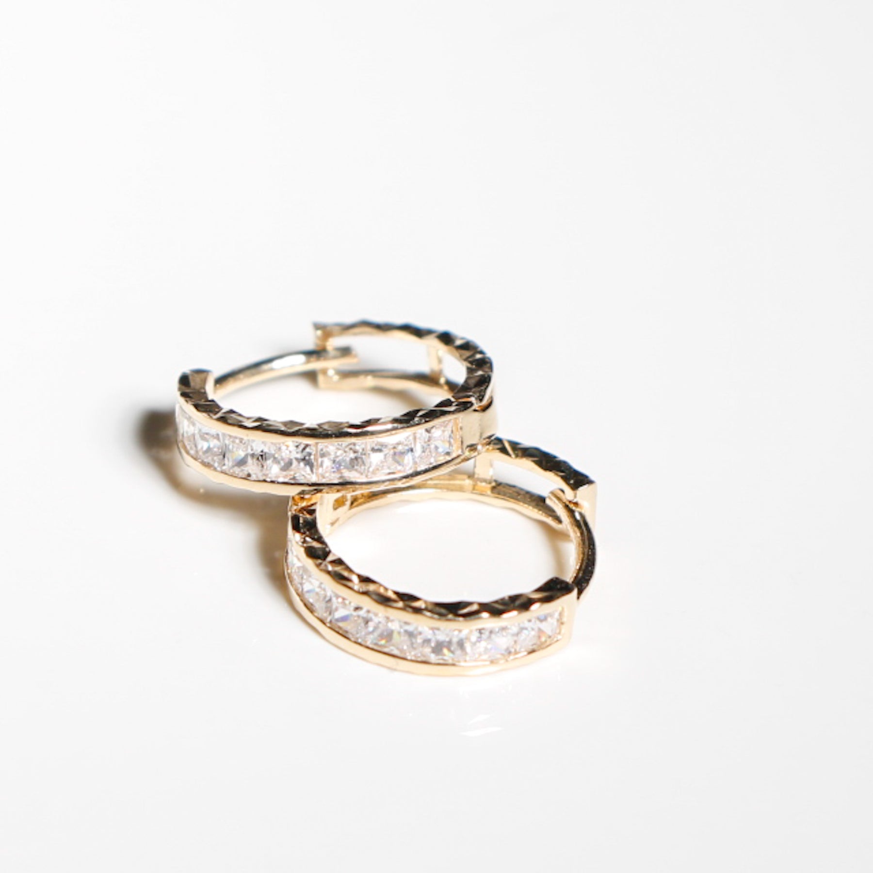 Cz hoop earrings on sale 14k