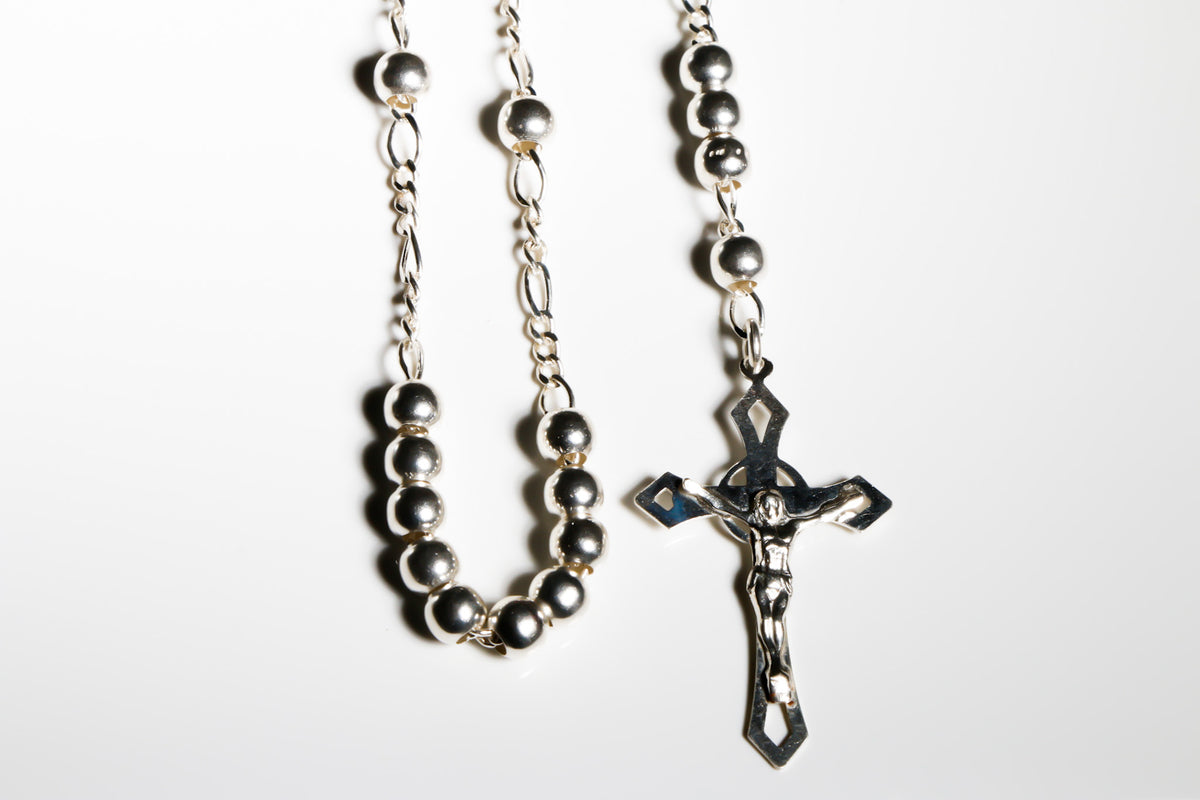 Virgen de Guadalupe and Crucifix Rosary, 925 Sterling Silver