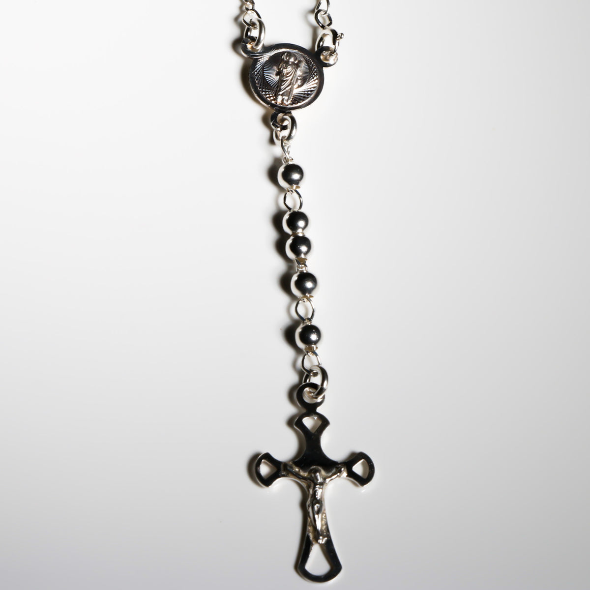 San Judas and Crucifix Rosary, 925 Sterling Silver