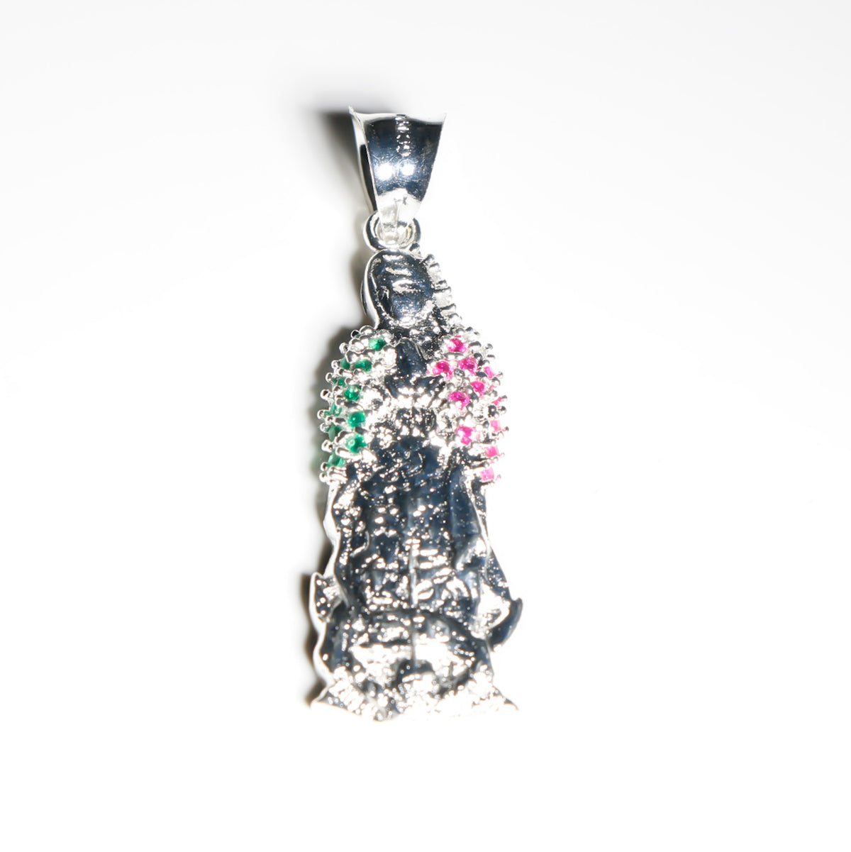 Virgen de Guadalupe (Virgin) Pendant cz, 925 Sterling Silver