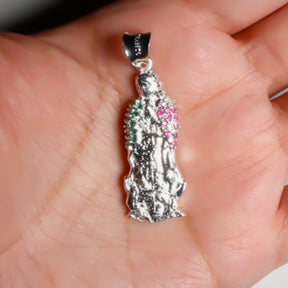 Virgen de Guadalupe (Virgin) Pendant cz, 925 Sterling Silver