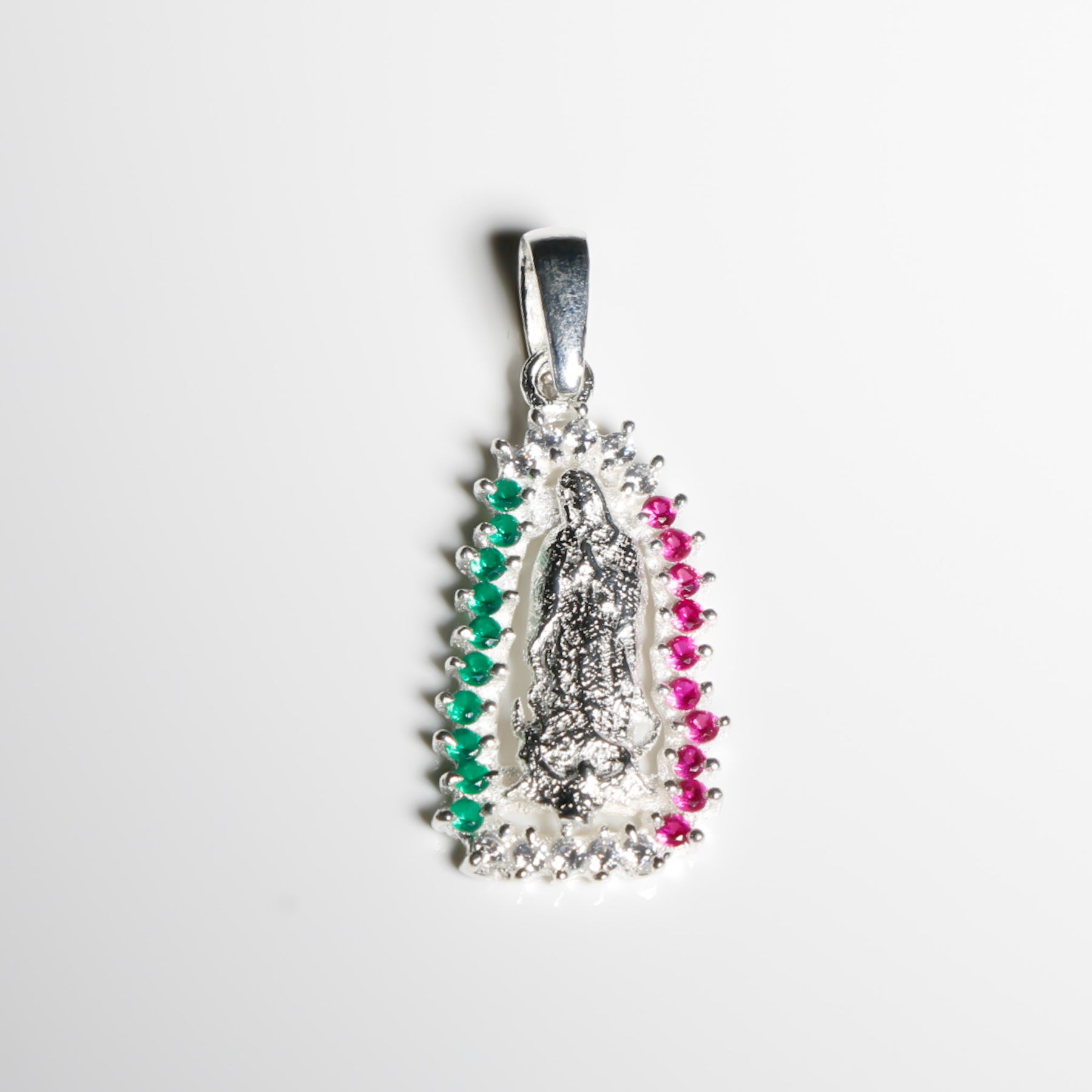 Virgen de Guadalupe Pendant cz, 925 Sterling Silver