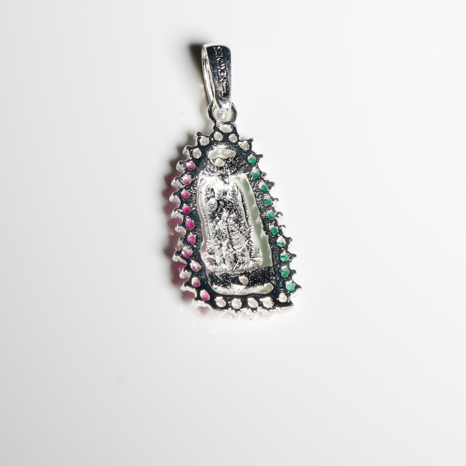 Virgen de Guadalupe Pendant cz, 925 Sterling Silver