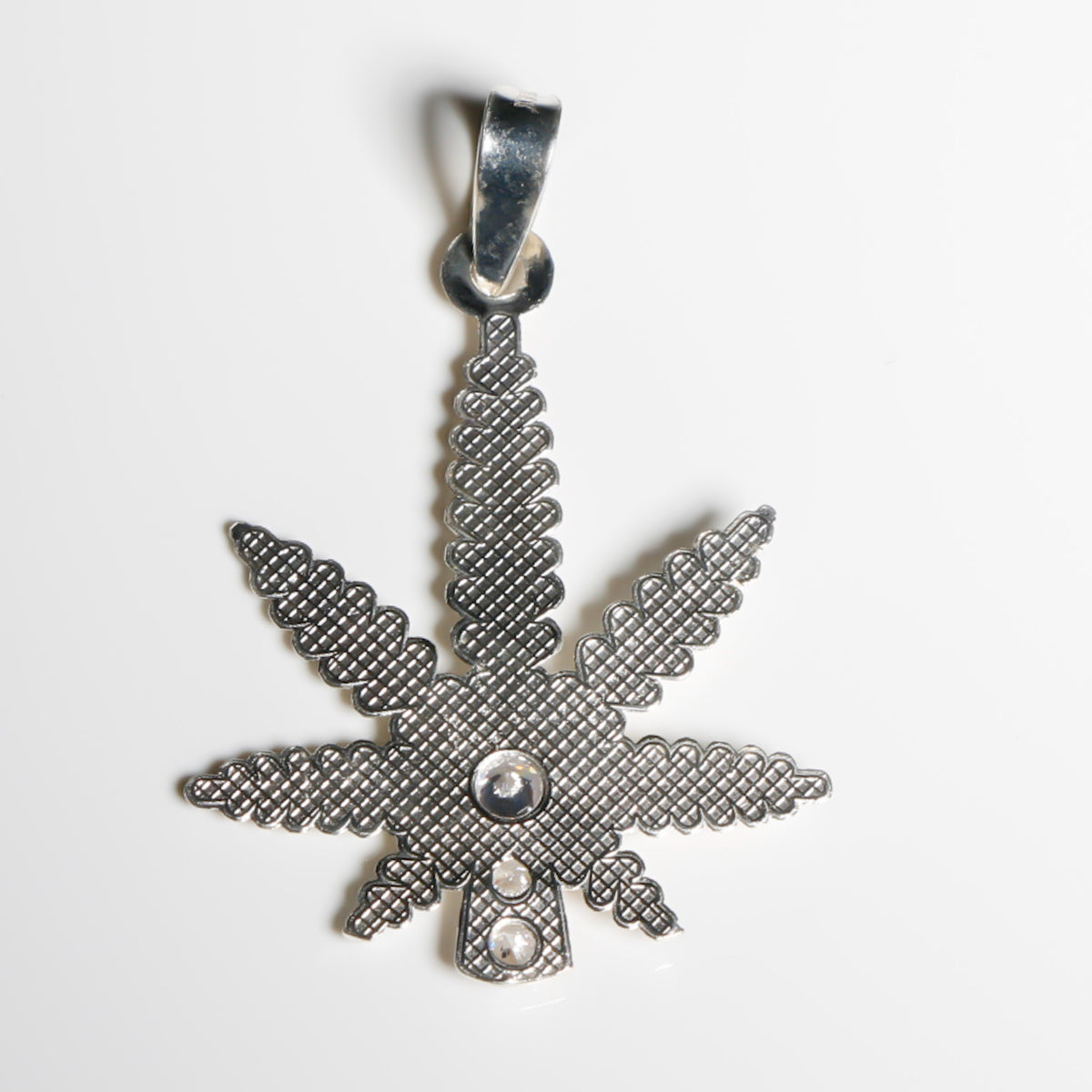 Marijuana Leaf Pendant cz, 925 Sterling Silver