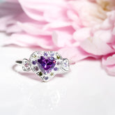 Heart muti-color Ring cz, 925 Sterling Silver