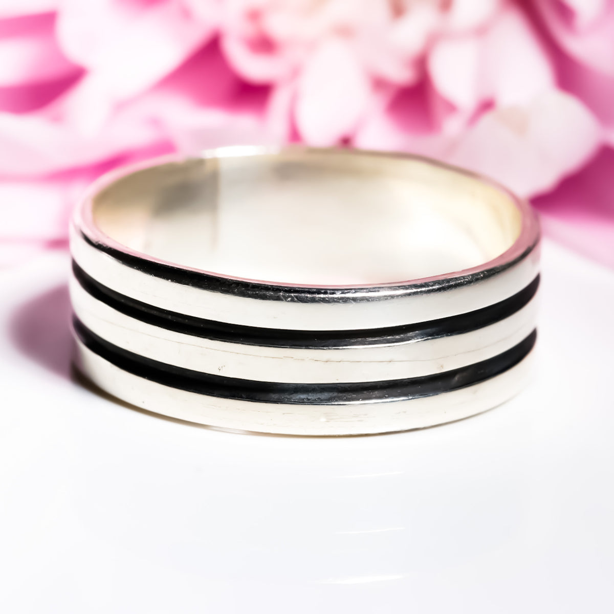 Couple Multi-groove Ring, 925 Sterling Silver