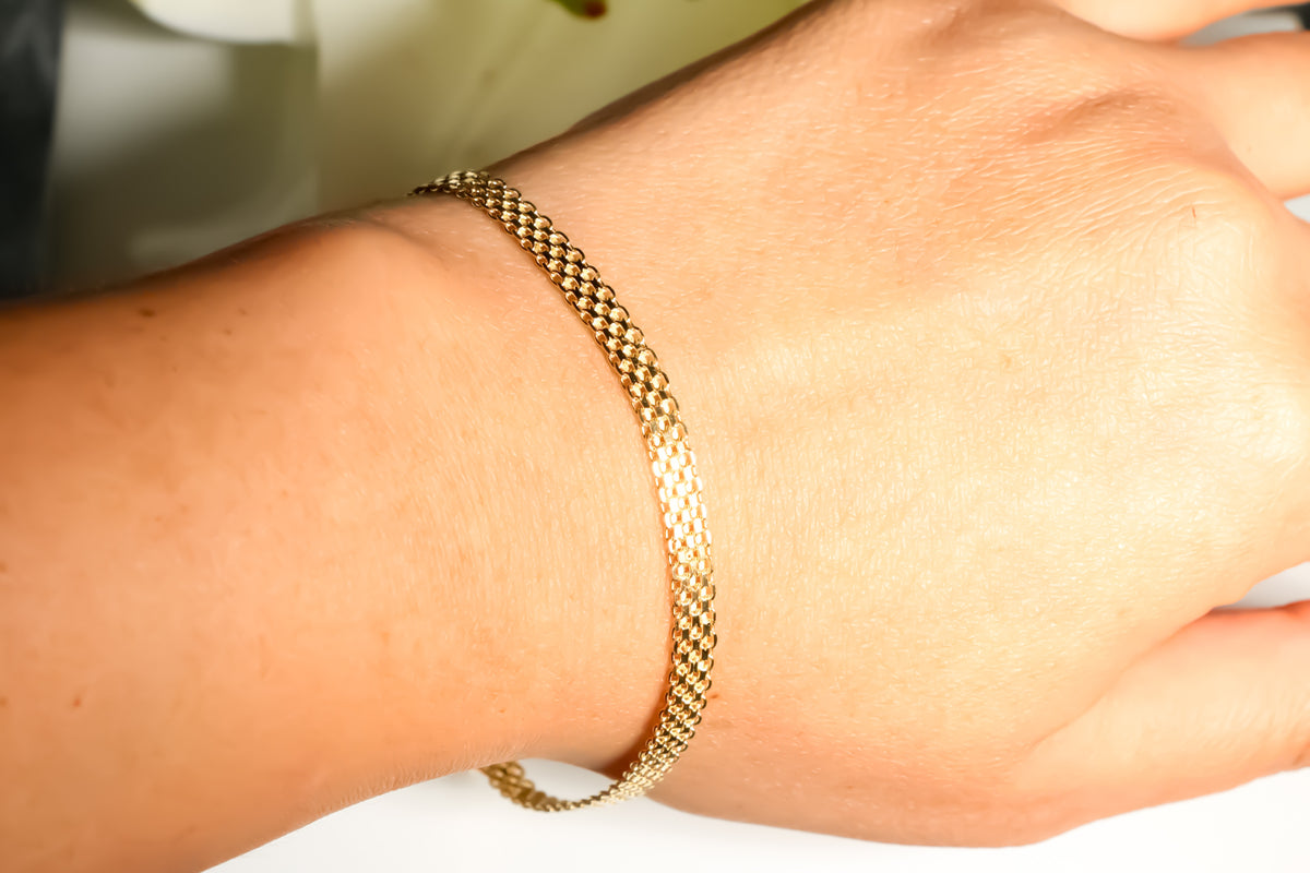 Mesh Elegant Bracelet, 14K Solid Yellow Gold