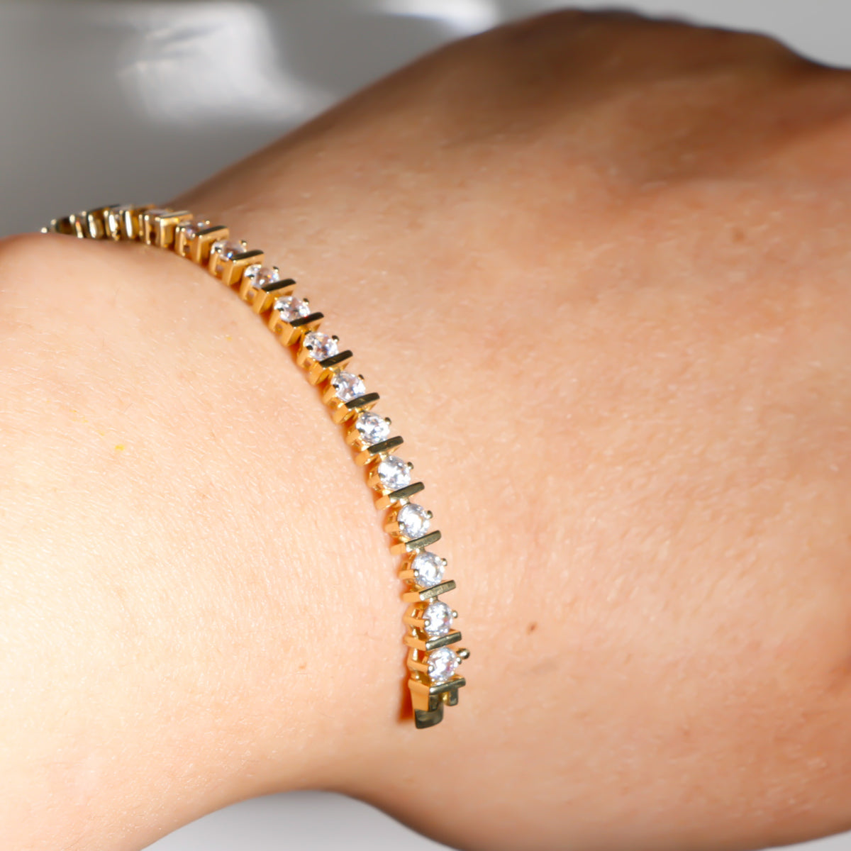 Elegant Bracelet cz, 14K Solid Yellow Gold