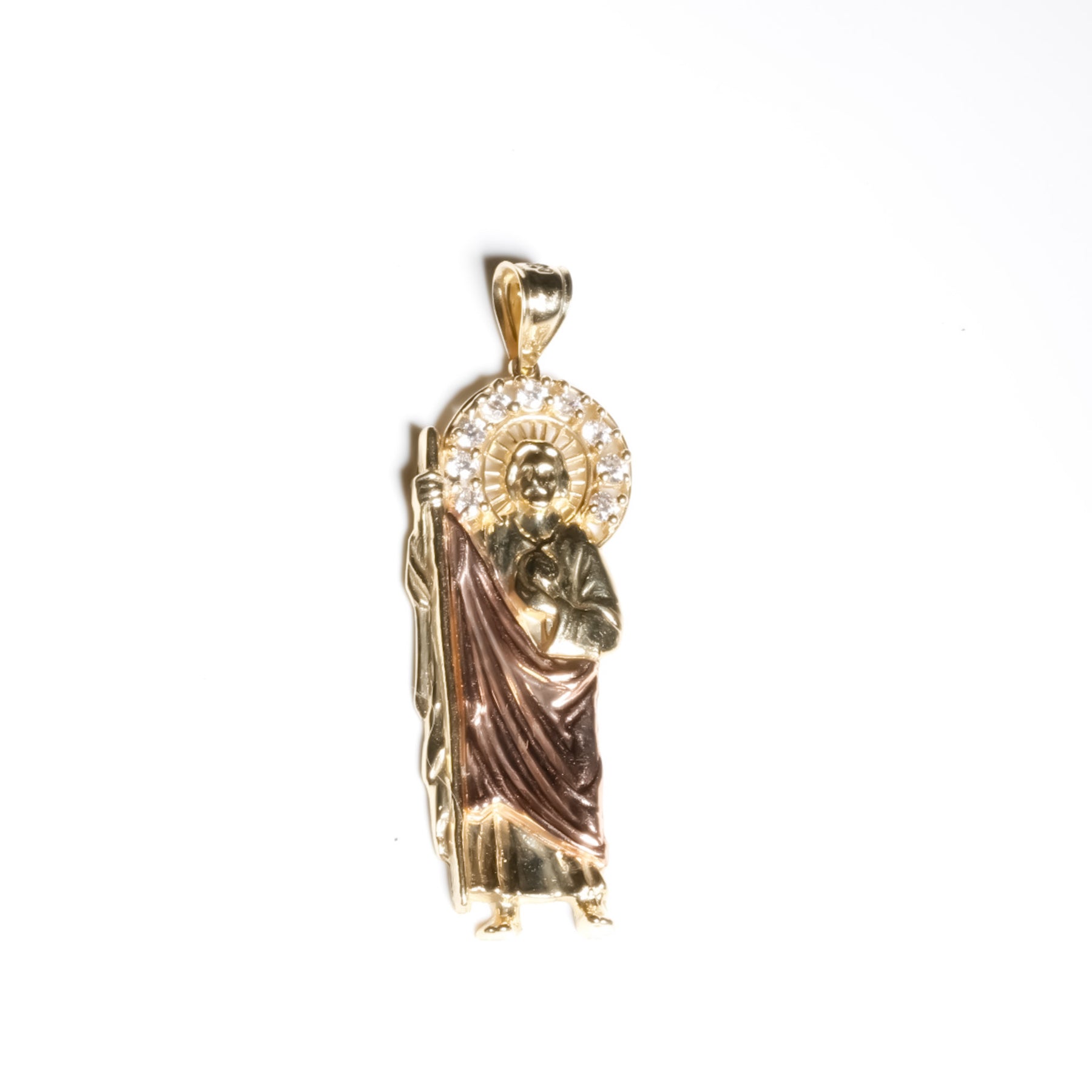 San Judas Elegance Pendant, 14K Solid Two-tone Gold