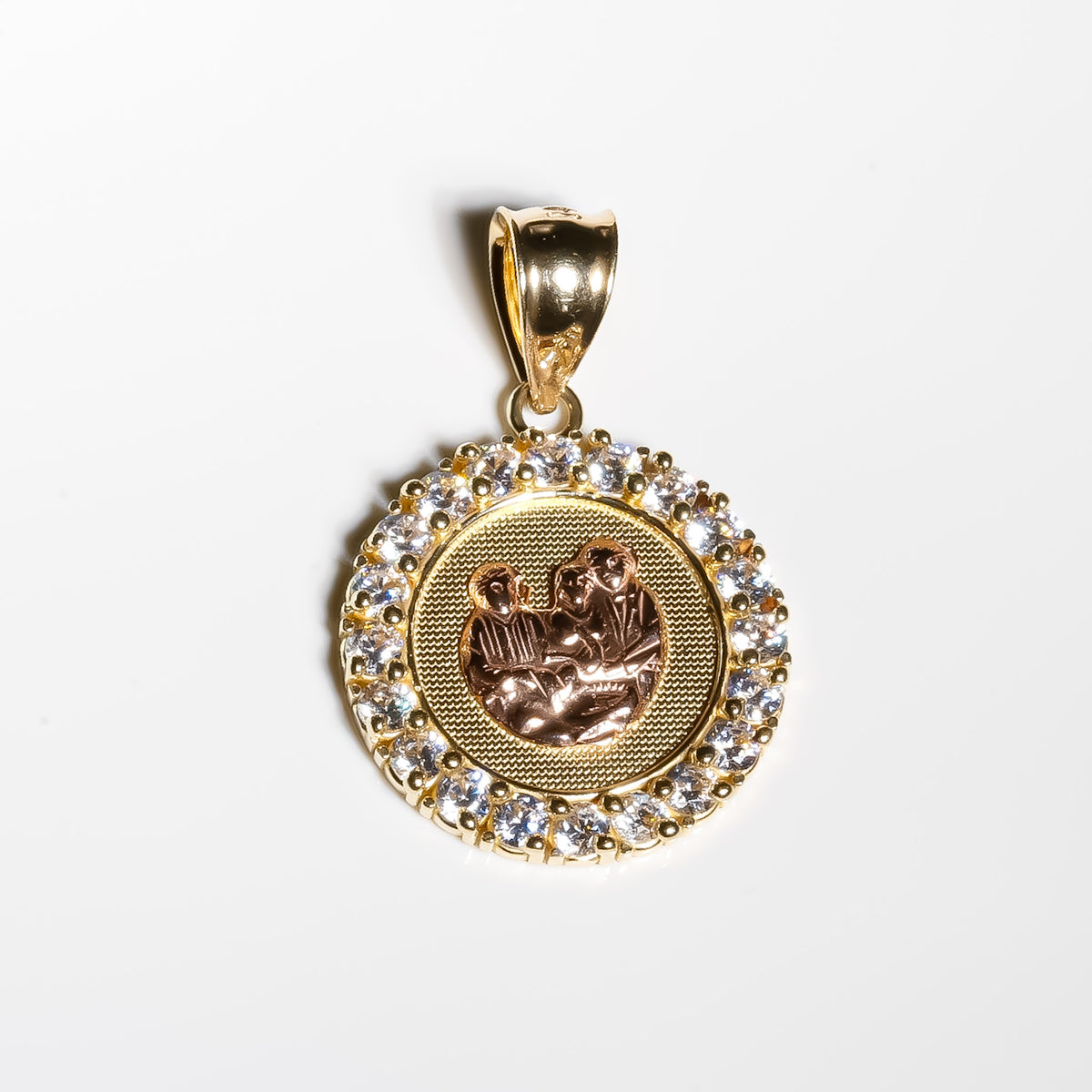 Baptism two-tone Pendant, 14K Solid Gold