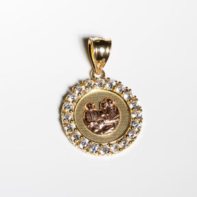 Baptism two-tone Pendant, 14K Solid Gold