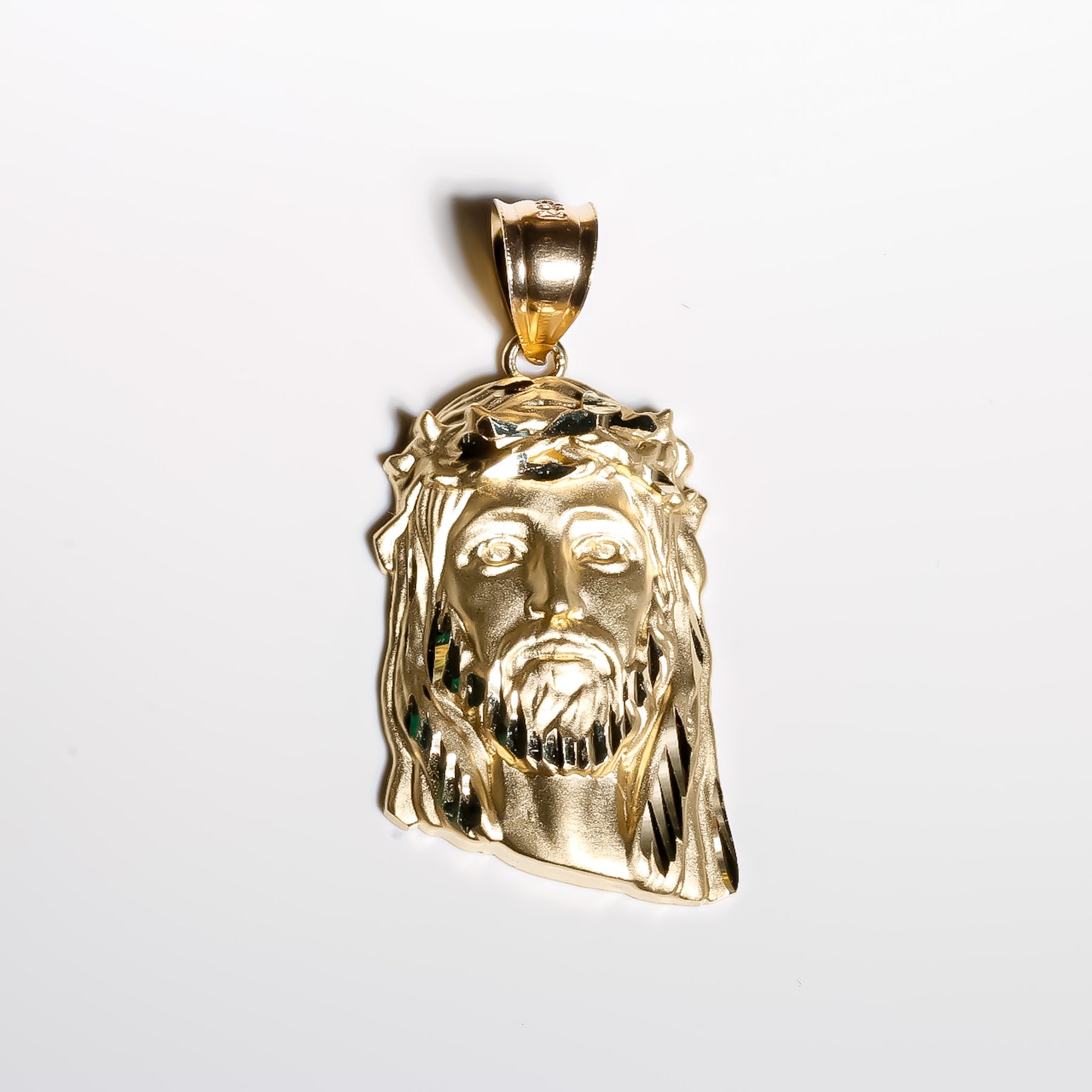 Jesus Face Pendant, 14K Solid Yellow Gold