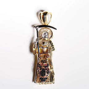 Owl Santa Muerte 3D Pendant, 14K Solid Yellow Gold