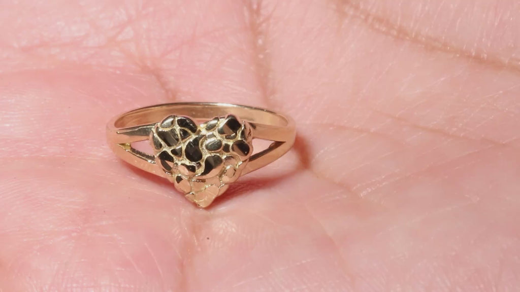 Heart Nugget Kids Ring – 14K Solid Yellow Gold