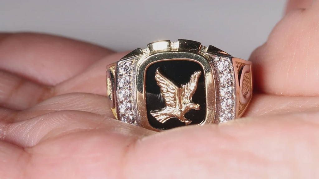 Eagle Onix Ring, 14K Solid Gold