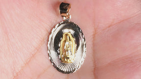 Tri-color Virgin Pendant, 14K Solid Gold