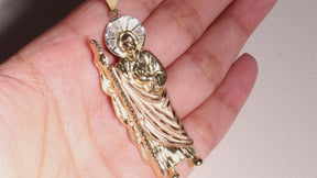 Tri-Color San Judas Pendant, 14k Solid Gold