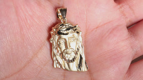 Jesus Face Pendant, 14K Solid Yellow Gold