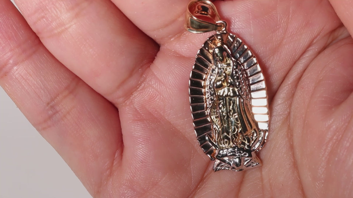 3D Virgin Statue Pendant, 14K Solid Gold