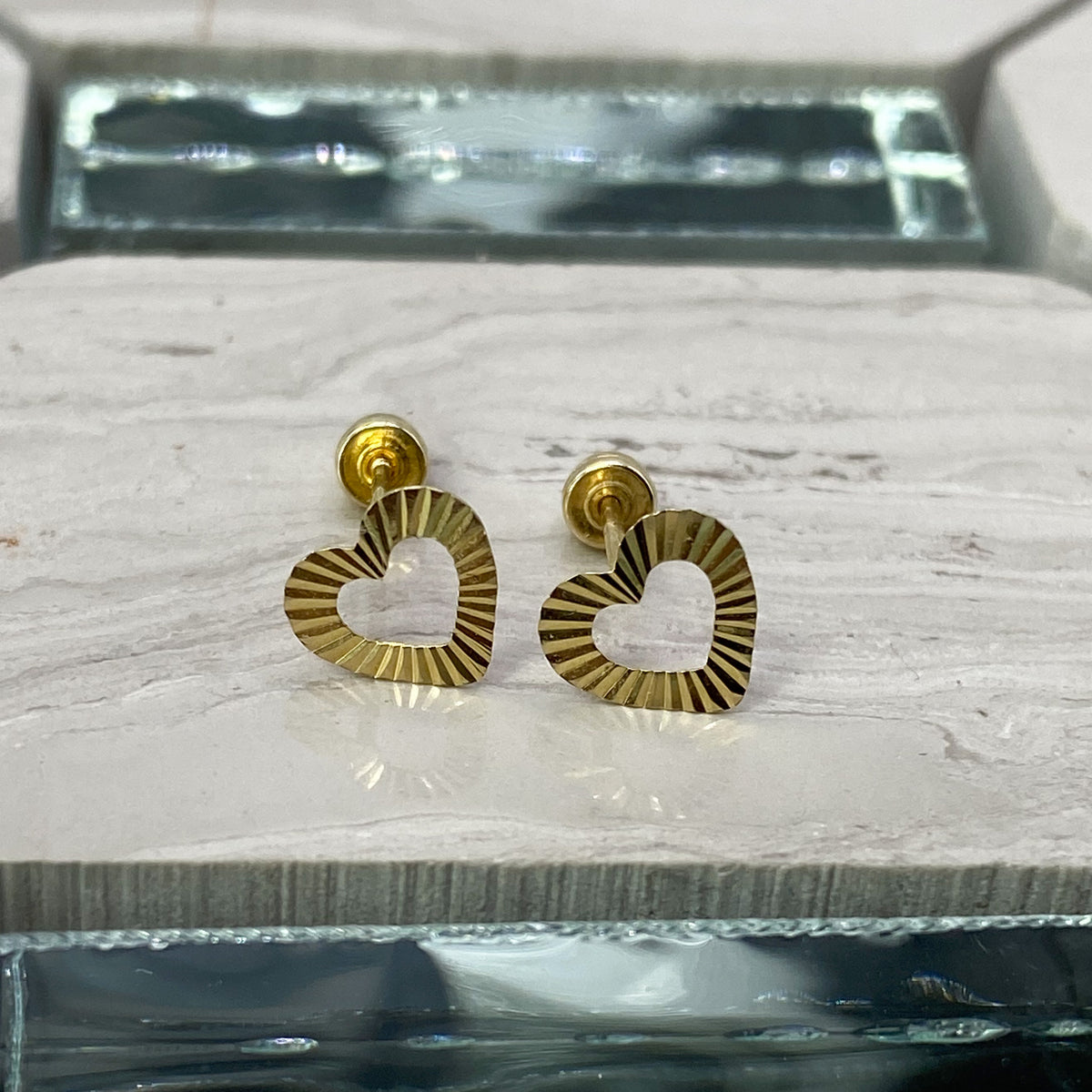 Heart Earrings, 14k Yellow Gold