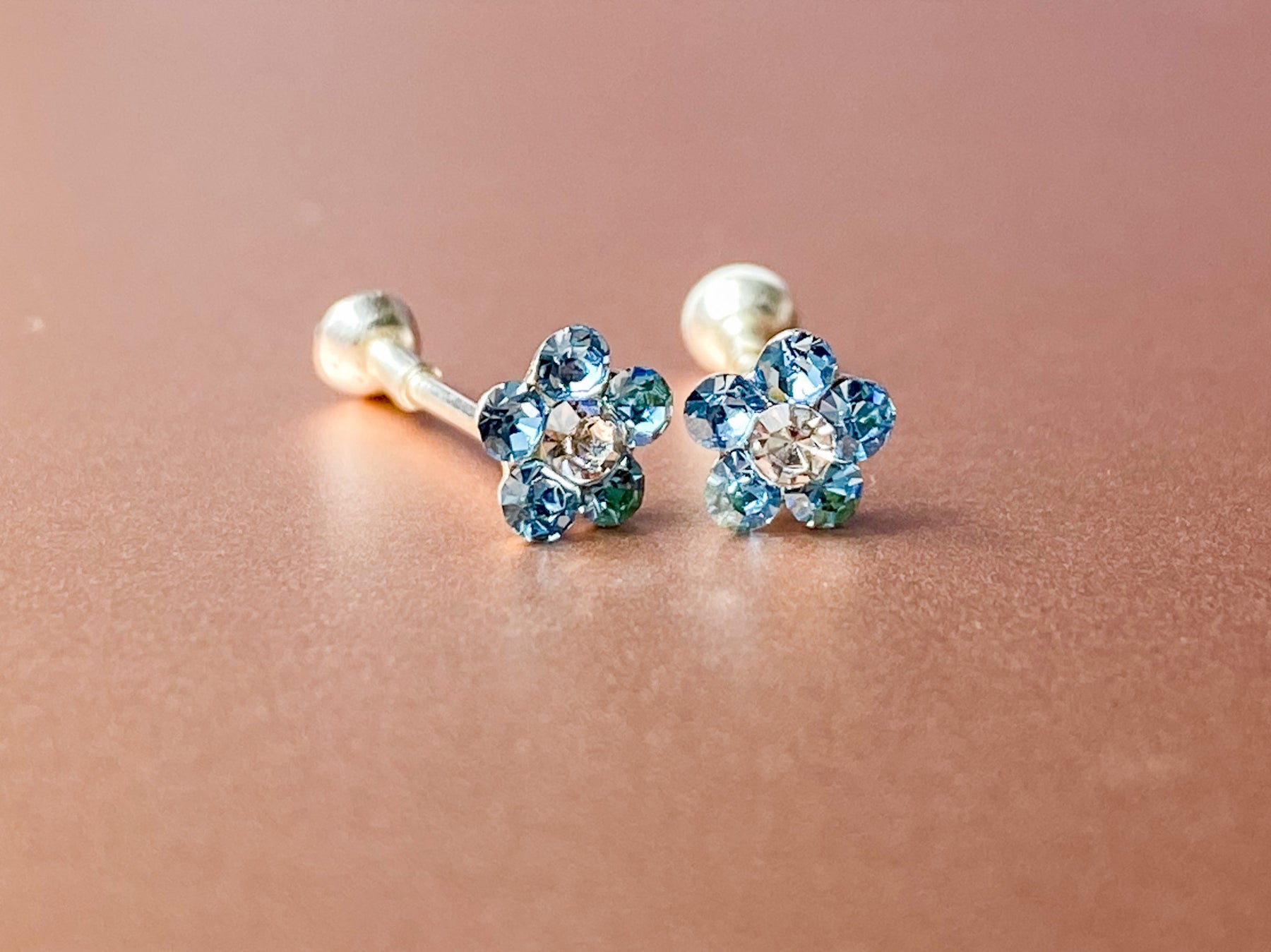 Flower Earrings cz, 925 Sterling Silver