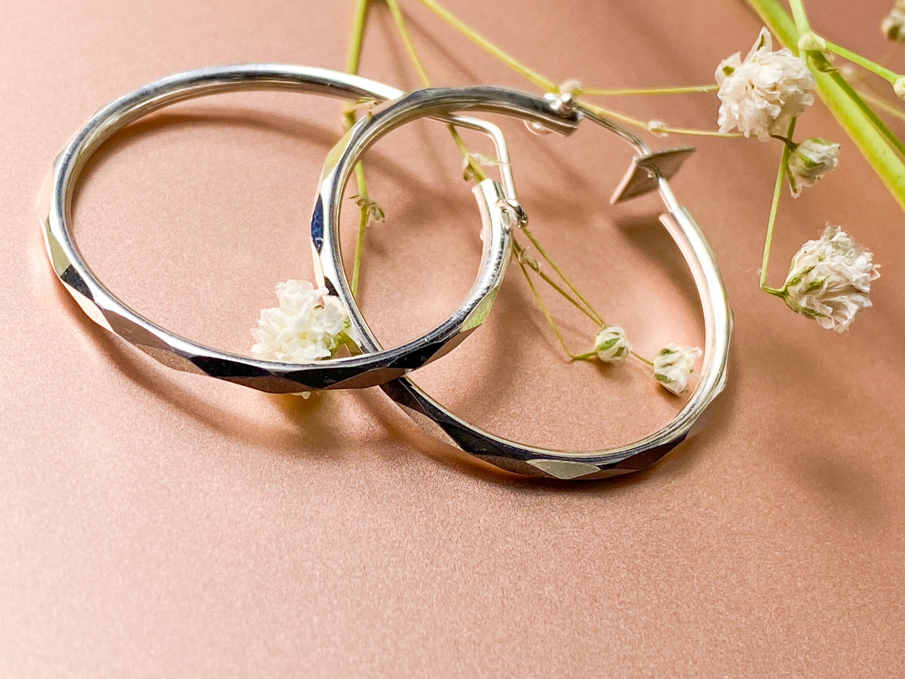 25 mm Hoop Earrings, 925 Sterling Silver