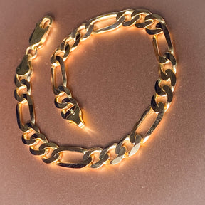 Figaro Link Bracelet, 14K Solid Yellow Gold