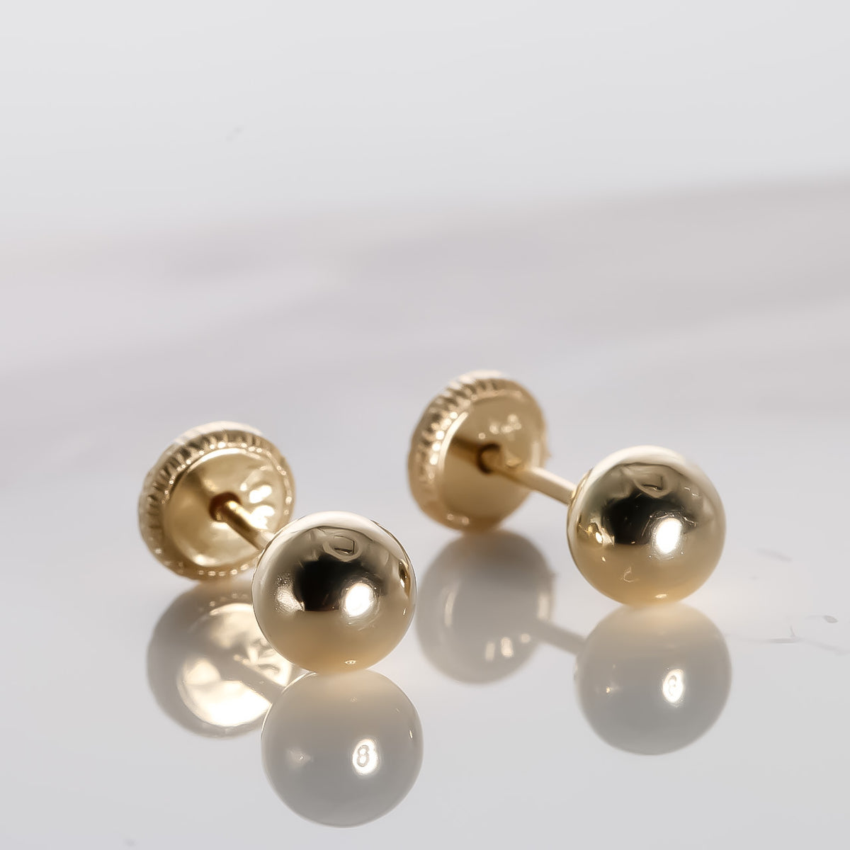 Round ball 5mm Studs, 14k Solid Yellow Gold Earrings