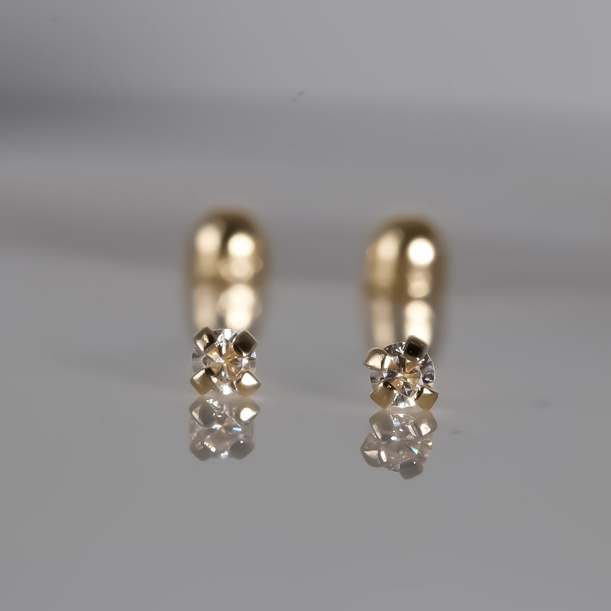 Round cz 3.5mm Studs, 14K Yellow Gold Earrings