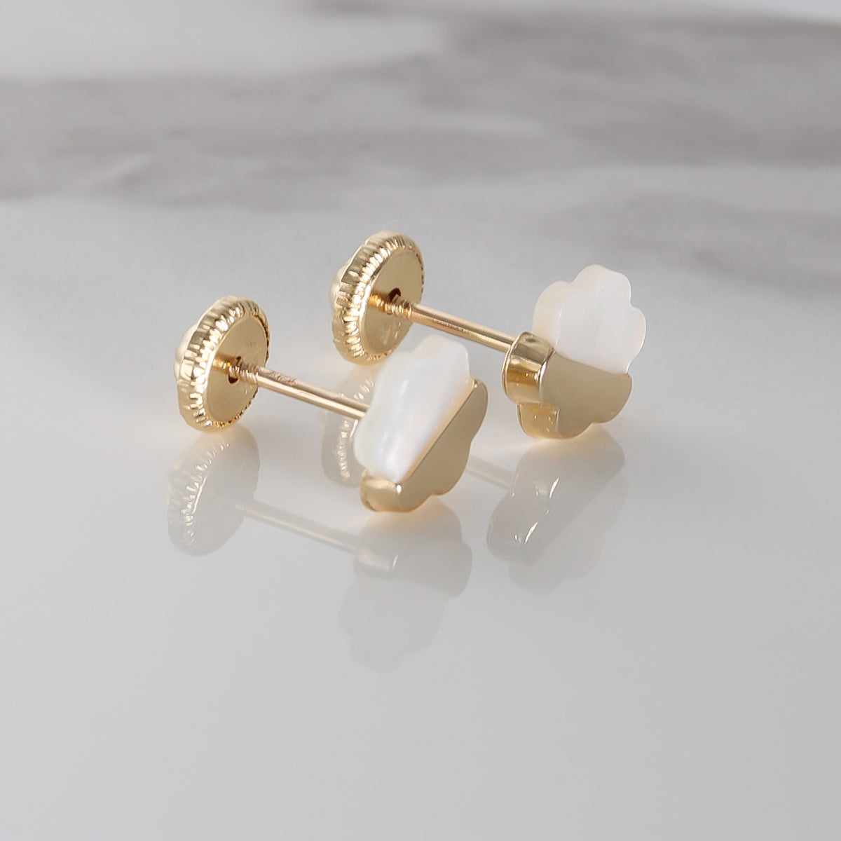 Flower Earrings 6mm, 14K Solid Yellow Gold