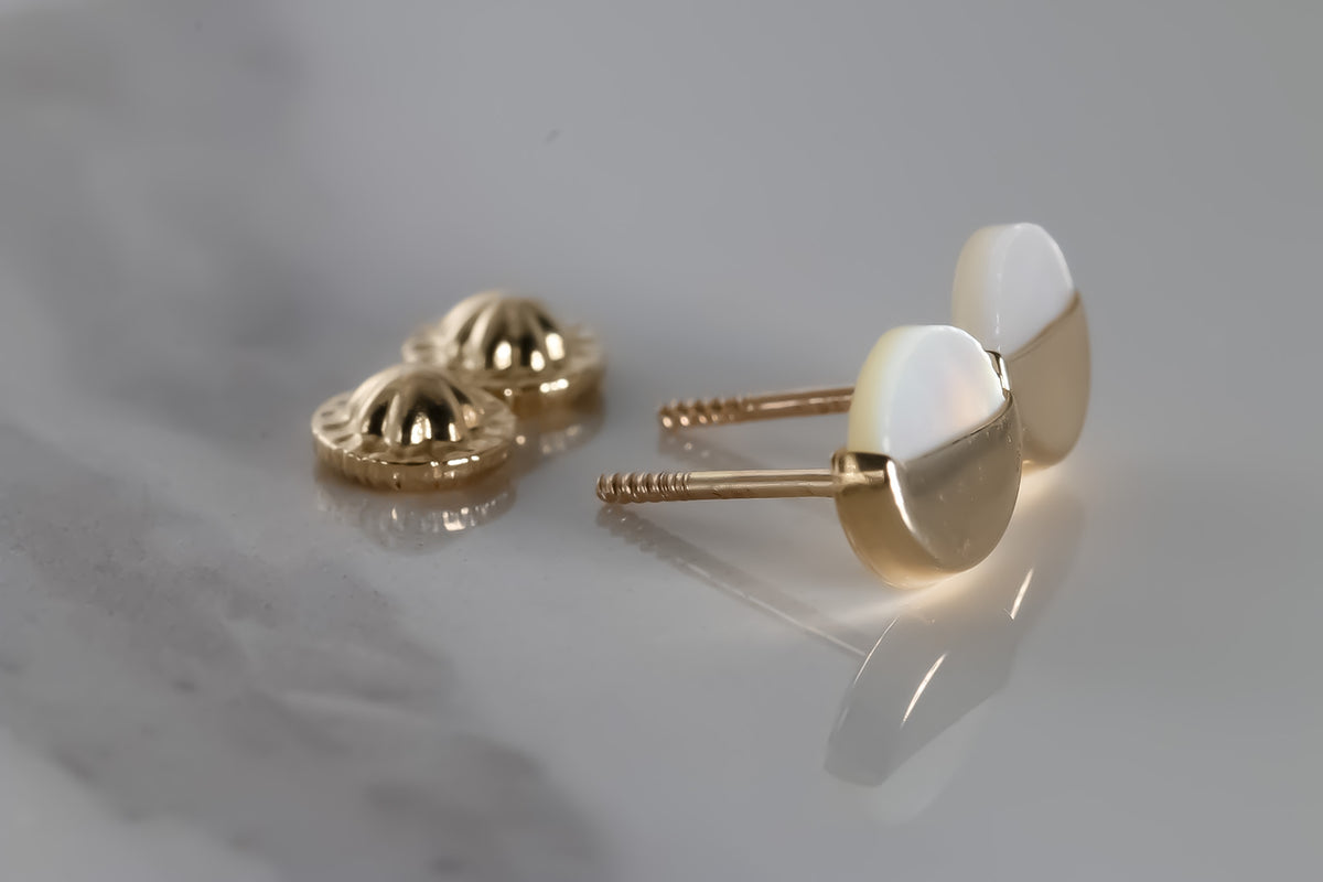 Elegant Round 6mm Studs, 14k Solid Yellow Gold Earrings