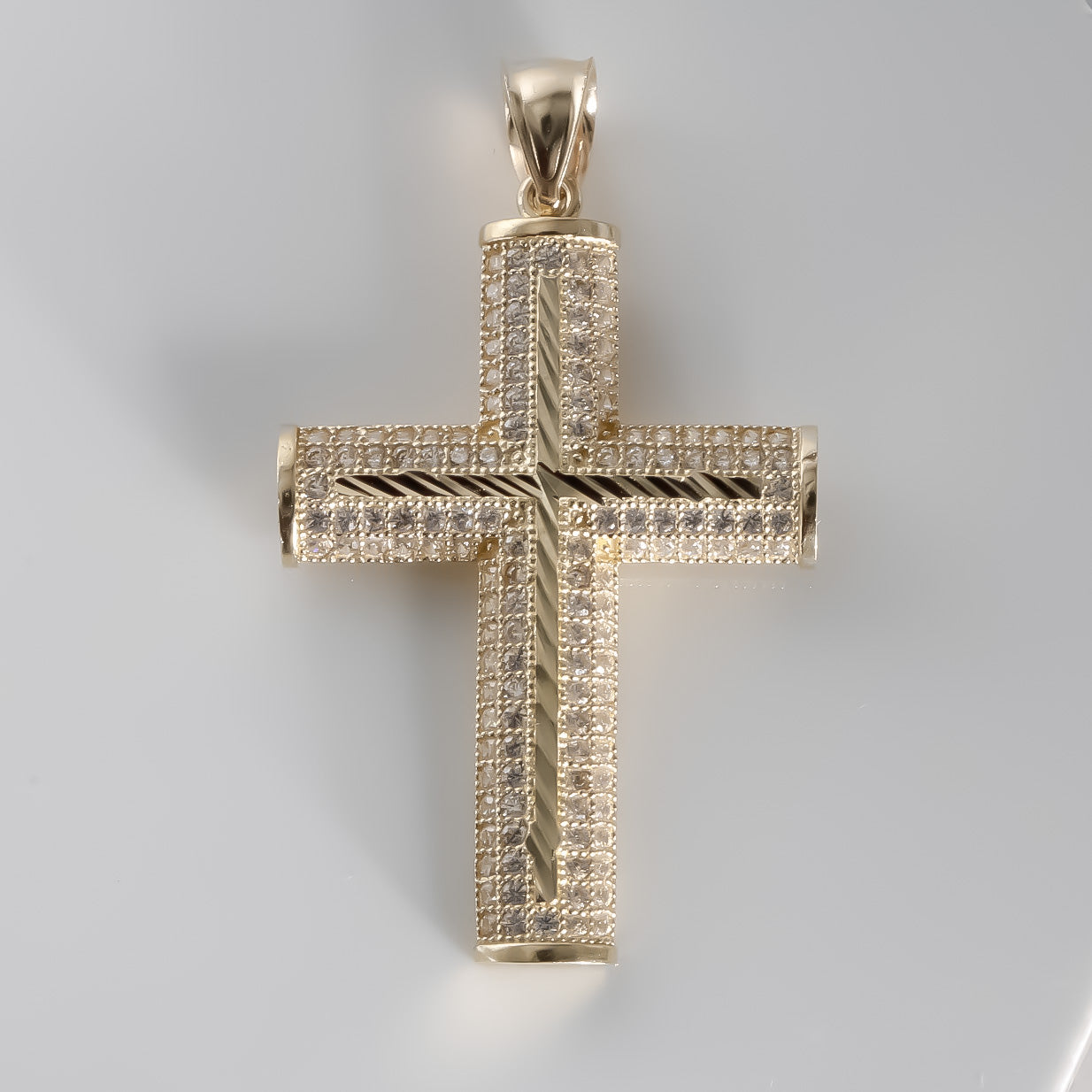 Eternal Elegance: Diamond-Cut Cross Pendant, 14K Solid Yellow Gold