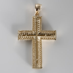 Eternal Elegance: Diamond-Cut Cross Pendant, 14K Solid Yellow Gold