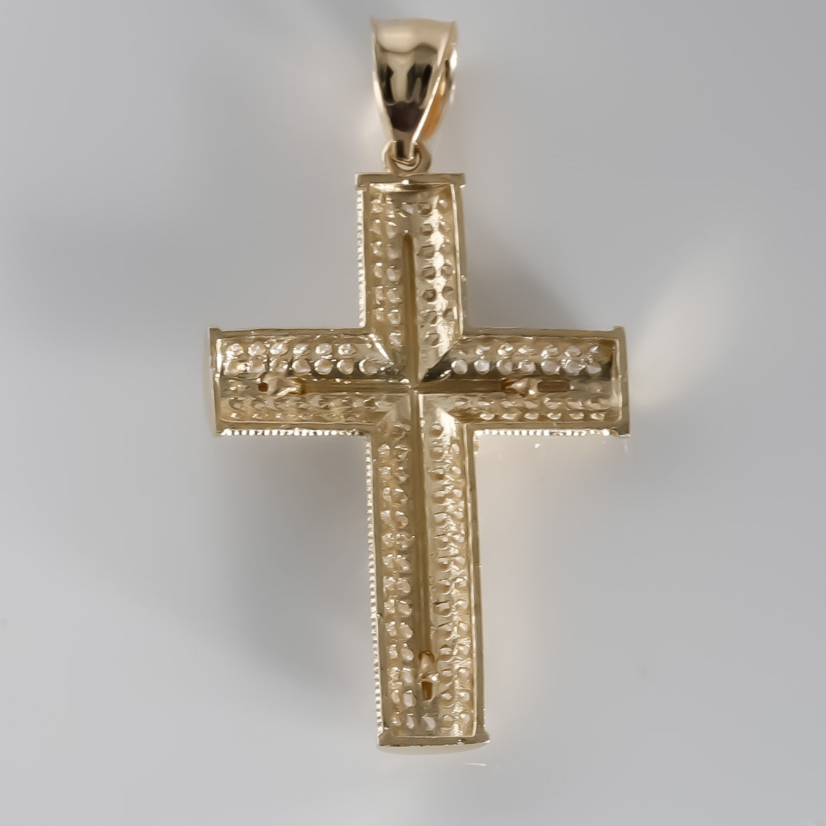 Crucifix Pendant cz, 14K Solid Yellow and White Gold