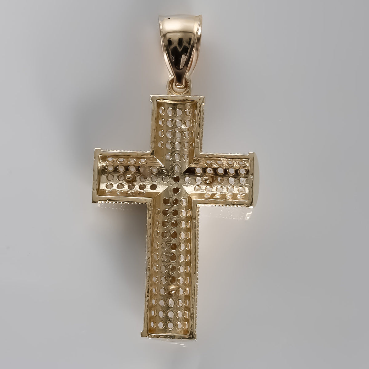 Celestial Crucifix Pendant cz, 14K Solid two-tone Gold