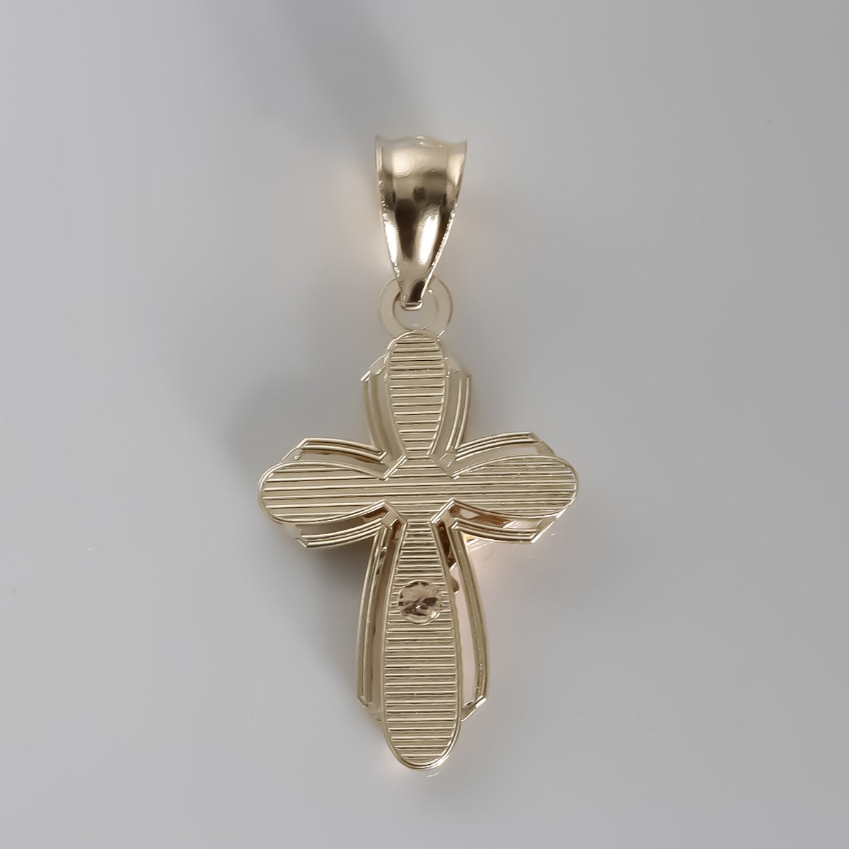 Tri-color Crucifix Pendant, 14k Solid Gold