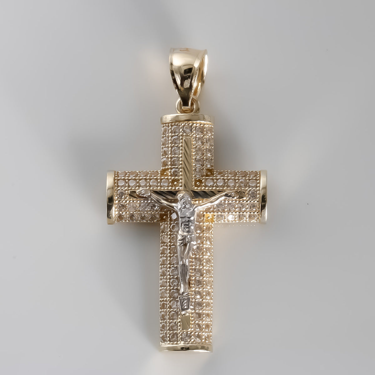 Luxurious Crucifix Pendant, 14K Solid two-tone Gold