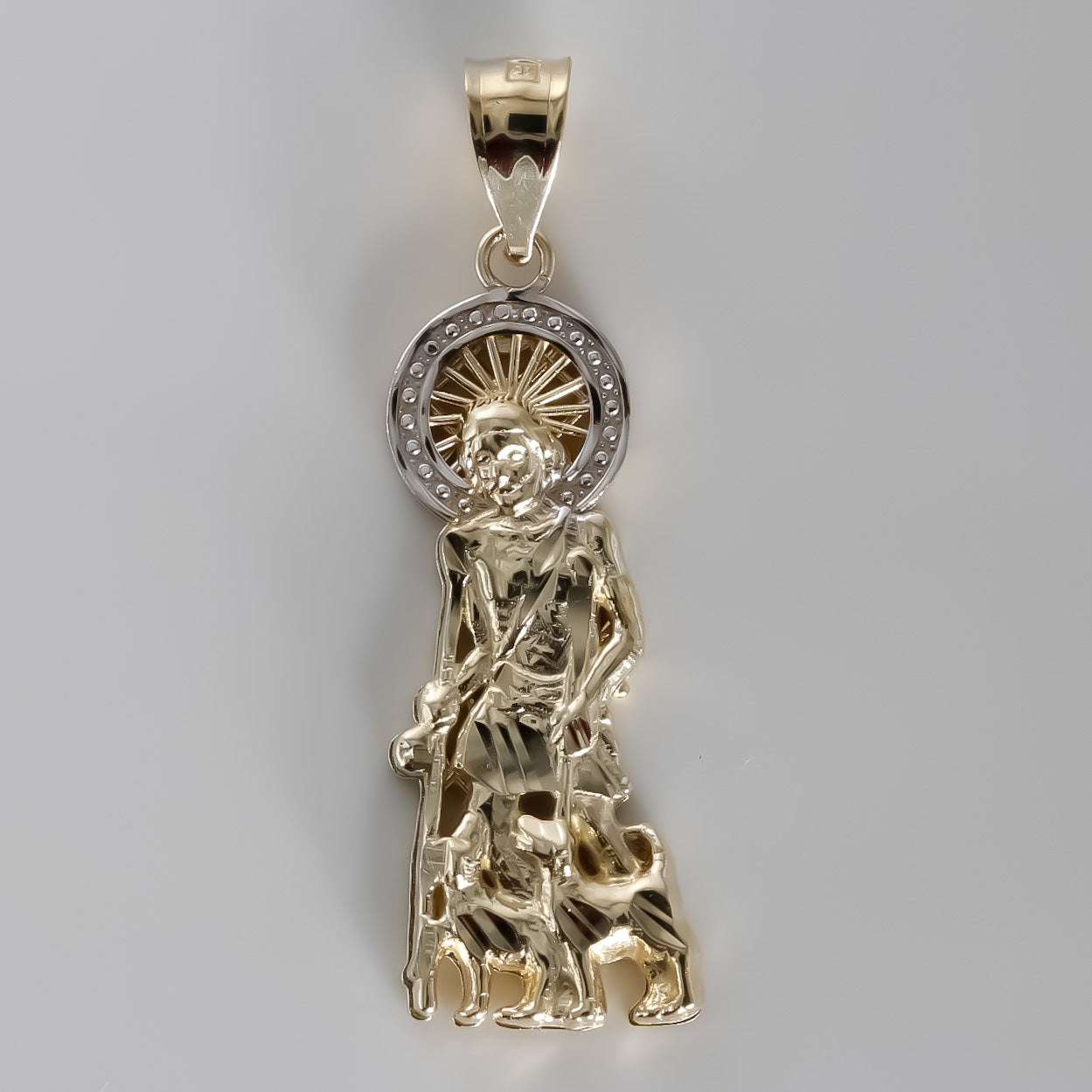 Saint Lazarus Pendant, 14K Solid Yellow Gold