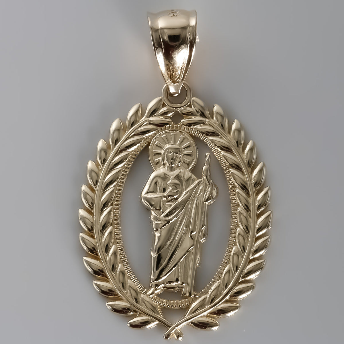 Leaf Motif: San Judas Pendant, 14K Solid Yellow Gold