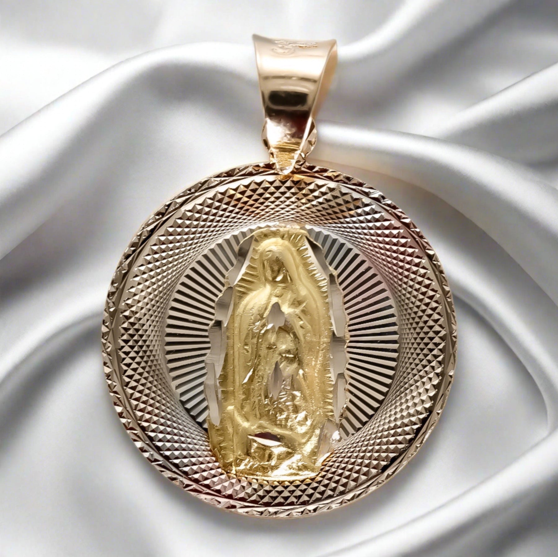 Virgin Pendant, 14K Solid Tri-color Gold