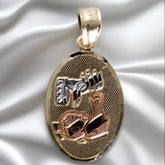 Baptism Pendant, 14K Tri-color Gold