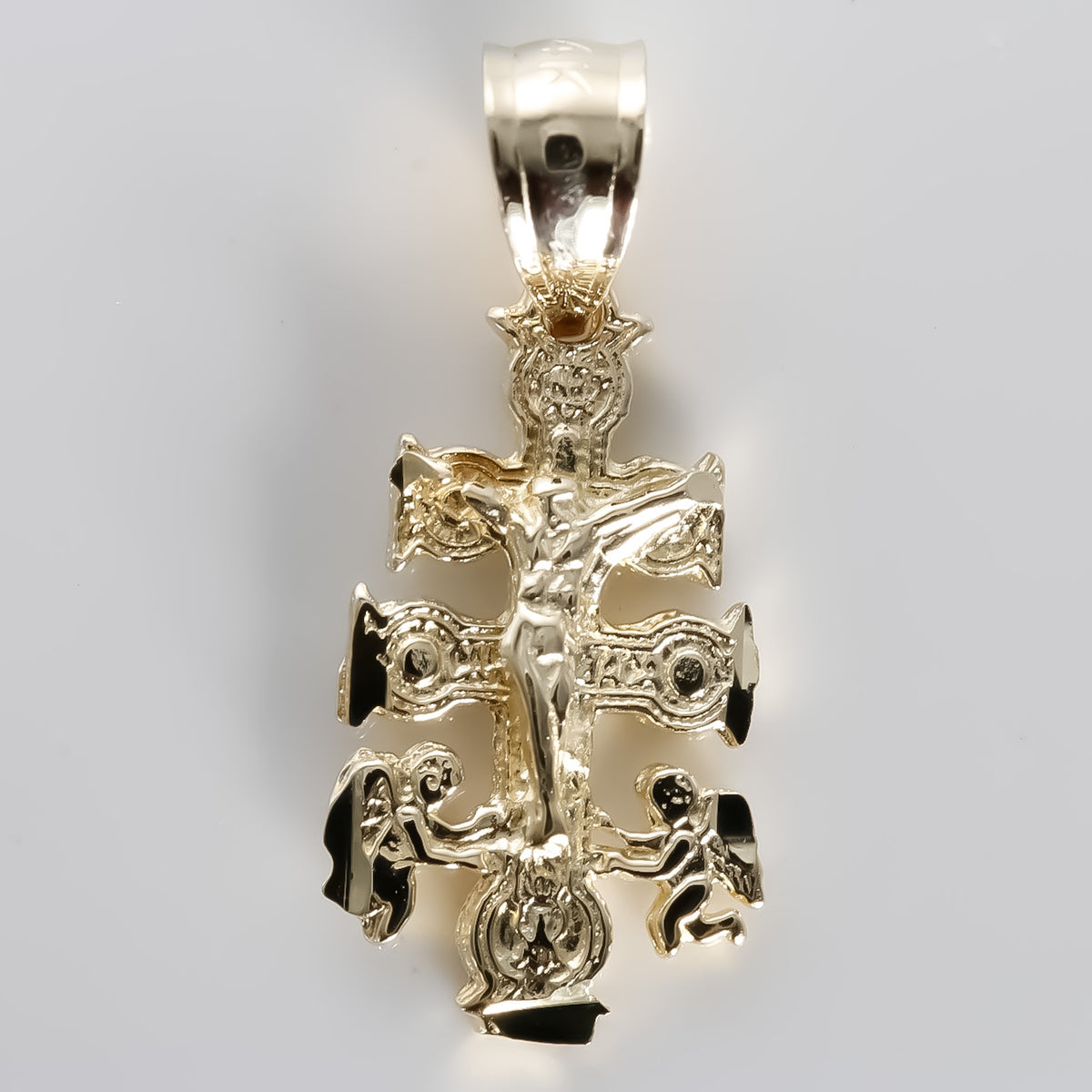 Caravaca Crucifix Pendant, 14K Solid Yellow Gold