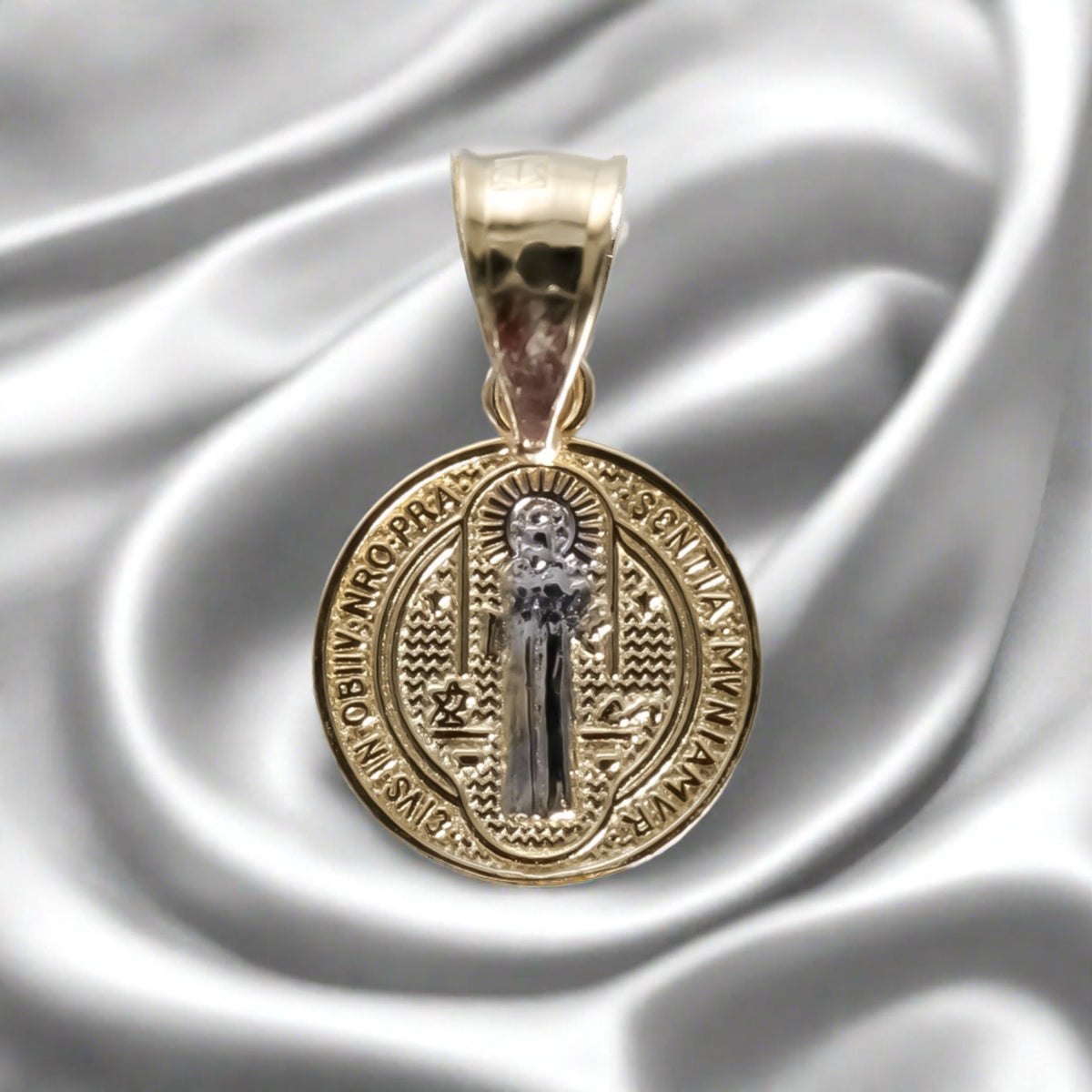 St. Benedict, 14K Solid yellow/white gold.